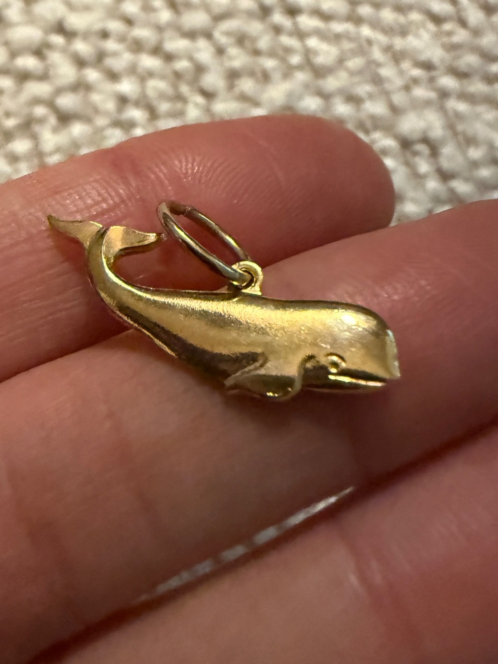 Vintage 14kt Gold plated Whale Charm Pendant neckwlce Small Nautical marine